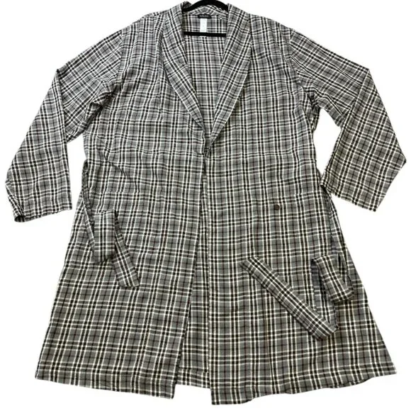 Hanro Switzerland Men's Flannel Checked Robe Cotton Cozy Comfort Size XXL - Picture 5 of 12